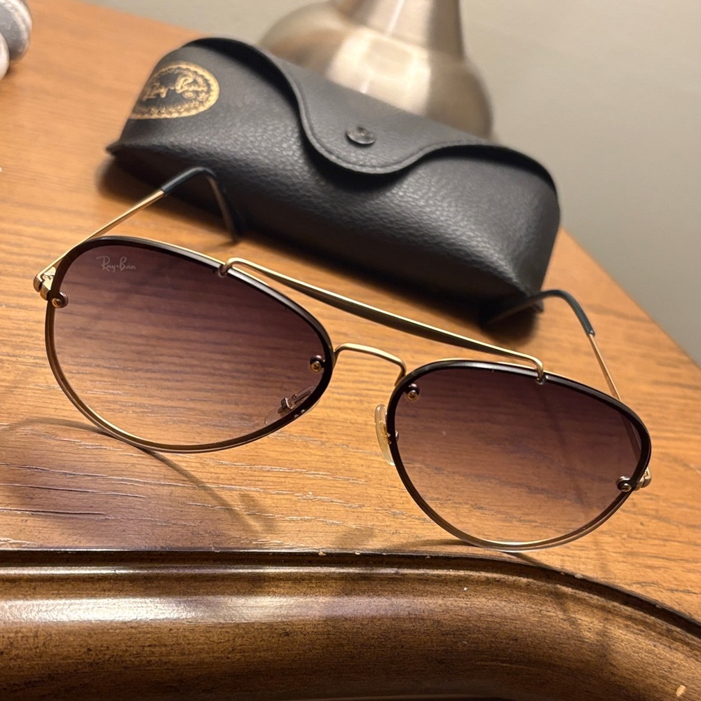 Ray-Ban Gold Frame Sunglasses with Brown Gradient Lenses